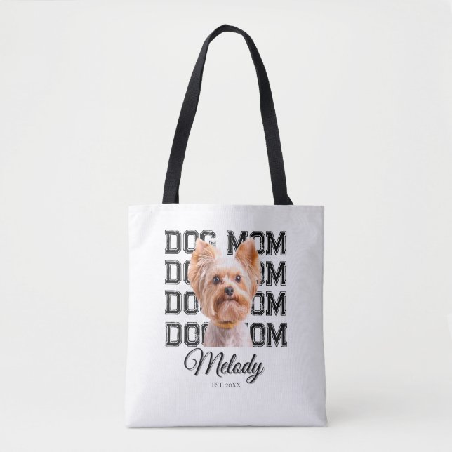 Bolso De Tela Dog Mom Custom Photo  (Anverso)