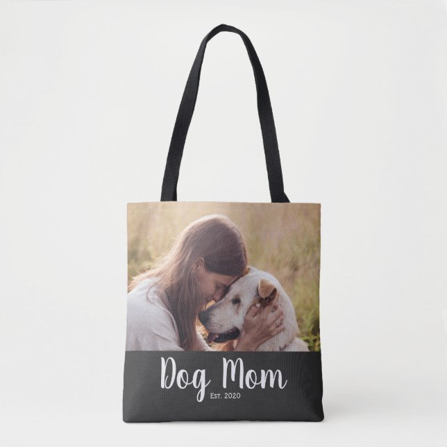 Bolso De Tela Dog Mom Established Script Photo (Anverso)