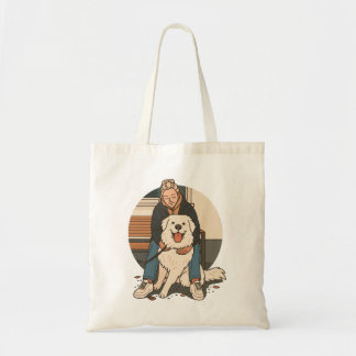 Bolso De Tela Dog Mom Hugging Fluffy Puppy Cute Pet Moment