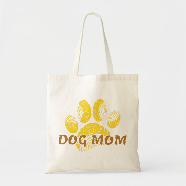 Bolso De Tela Dog Mom Paw Sunflower Drawing (Frente)