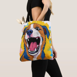 Bolso De Tela Dog with Paint Splatter Print Smiling Dog Design