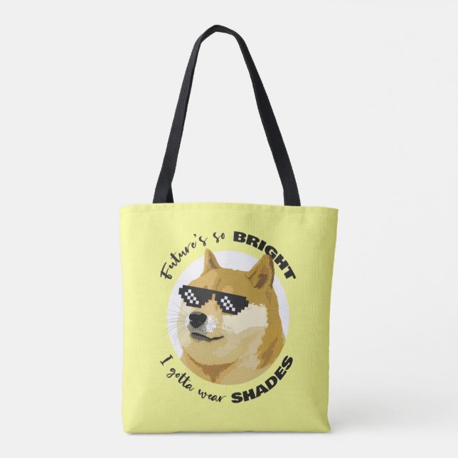 Bolso De Tela Dogecoína Crypto del mercado accionario futuro de  (Reverso)