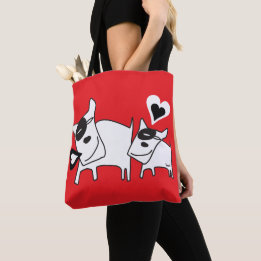 Bolso De Tela Doggie Love Talk Heart Tote Bag