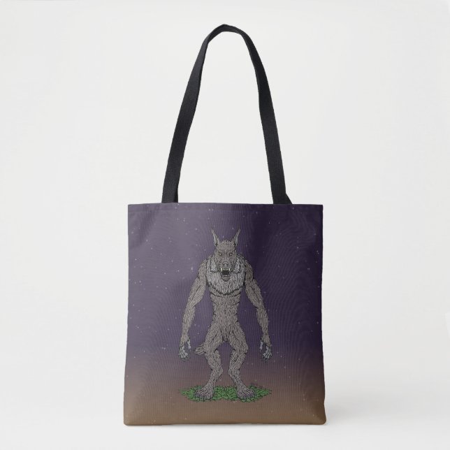 Bolso De Tela Dogman Cryptid o Werewolf (Anverso)