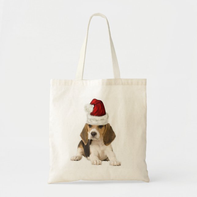 Bolso De Tela Dogs~Original Ditzy Tote~Beagle~Christmas (Frente)