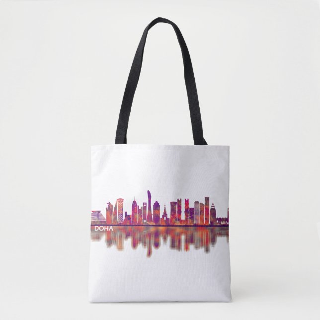 Bolso De Tela Doha Qatar Skyline (Anverso)
