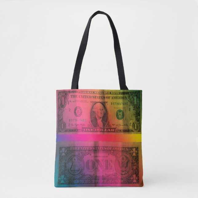 Bolso De Tela Dólar arcoiris (Anverso)