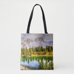 Bolso De Tela Dolomitas y lago impresionante paisaje