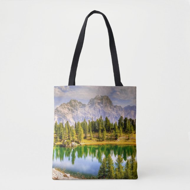 Bolso De Tela Dolomite Mountains and Lake Stunning Landscape (Anverso)