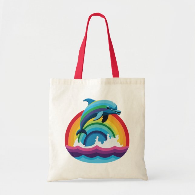 Bolso De Tela Dolphin Flippin sobre el arco iris (Frente)