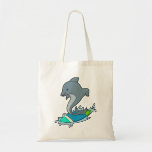 Bolso De Tela Dolpin como surfista con Surfboard