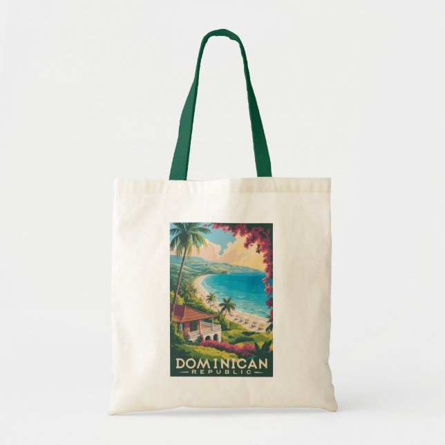 Bolso De Tela Dominican Republic Beach Illustration Travel Art (Frente)