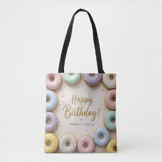 Bolso De Tela Donas Glaseadas Pastel Con Purpurina Dorada Dulces