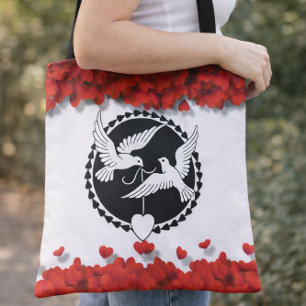 Bolso De Tela Doñas románticas de silueta con corazones glamoros