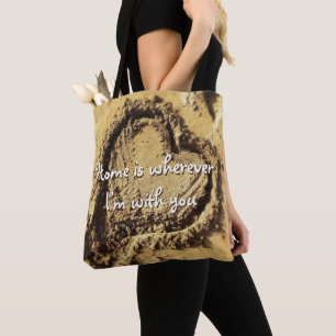 Bolso De Tela Donde quiera que esté contigo Cita Sand Drawn Hear