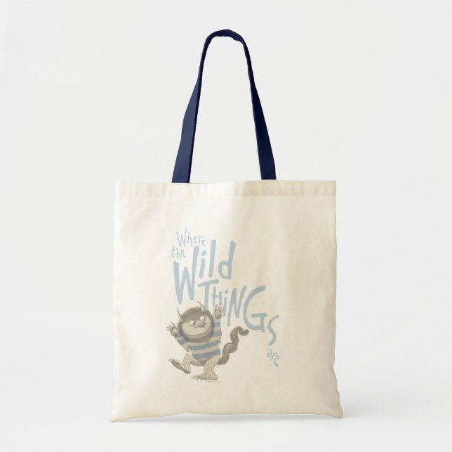 Bolso De Tela Donde se citan cosas salvajes - azul (Frente)