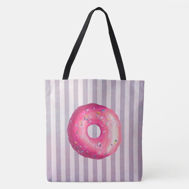 Bolso De Tela Donut Con Escarcha Rosa Y Rocico (Anverso)