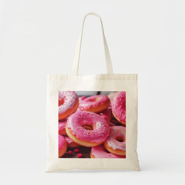Bolso De Tela Donuts de fresa rosada (Frente)