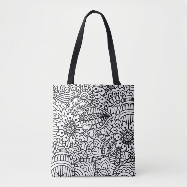 Bolso De Tela Doodle 2 de la flor (Anverso)