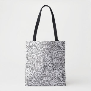 Bolso De Tela Doodle 2 del diseño floral