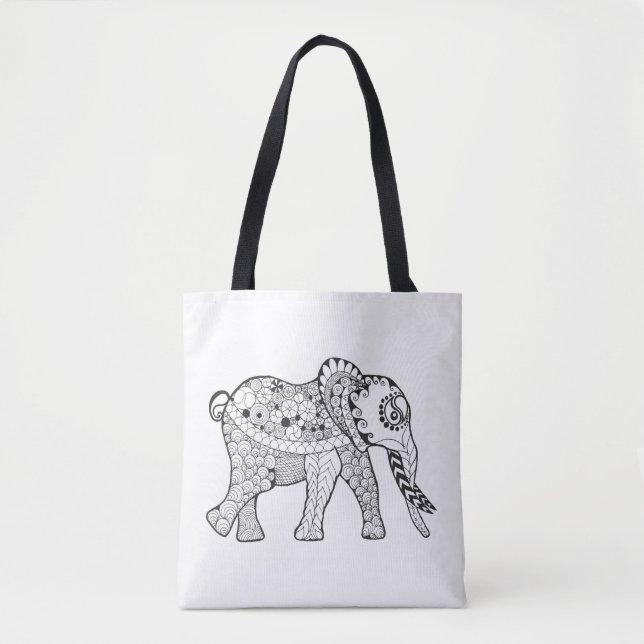 Bolso De Tela Doodle 2 del elefante (Anverso)