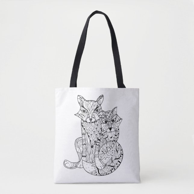 Bolso De Tela Doodle 2 del Fox de Boho (Anverso)