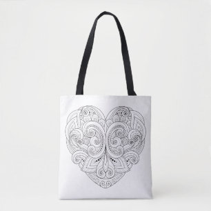 Bolso De Tela Doodle abstracto 2 del corazón
