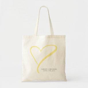 Bolso De Tela Doodle amarillo del corazón