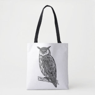 Bolso De Tela Doodle animal 2 del búho del tótem salvaje
