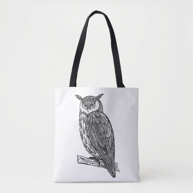 Bolso De Tela Doodle animal 2 del búho del tótem salvaje (Anverso)
