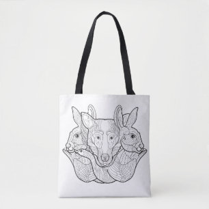 Bolso De Tela Doodle animal 2 del grupo