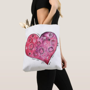 Bolso De Tela Doodle de corazón caprichoso y lindo