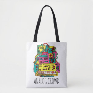 Bolso De Tela Doodle de multitudes analógicas