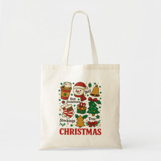 Bolso De Tela Doodle de Navidad Retro Xmas
