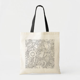 Bolso De Tela Doodle del café y del té