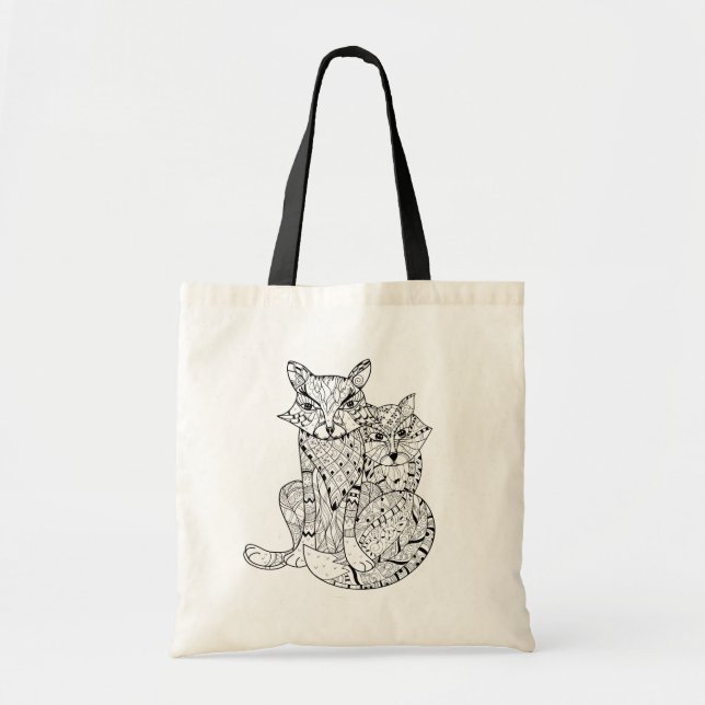 Bolso De Tela Doodle del Fox de Boho (Frente)