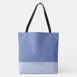 Bolso De Tela Doodle Espacial Azul Lavanda Nombre Personalizado