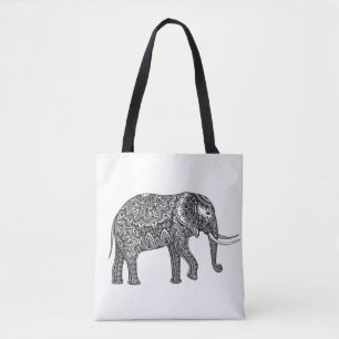 Bolso De Tela Doodle estilizado 2 del elefante de la fantasía