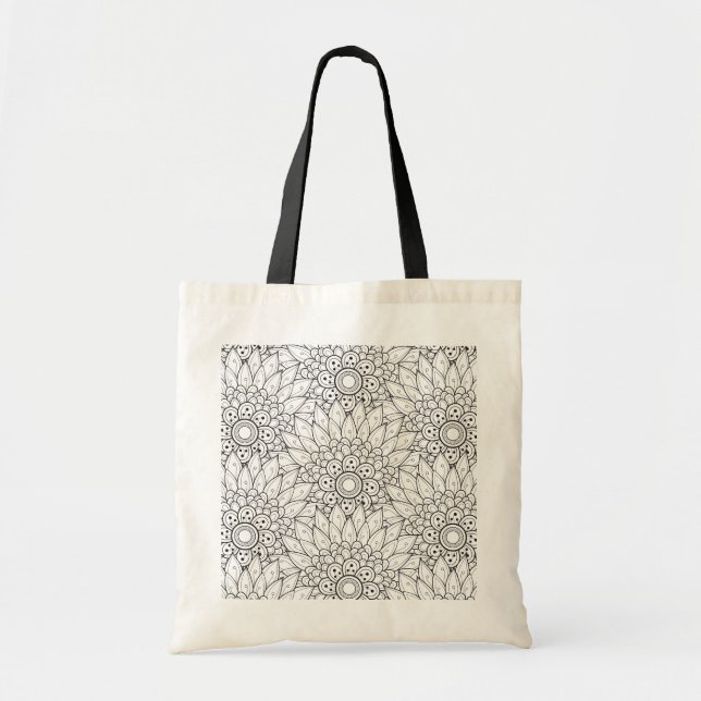 Bolso De Tela Doodle floral del jardín (Frente)