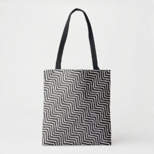 Bolso De Tela Doodle geométrico abstracto: patrón blanco negro