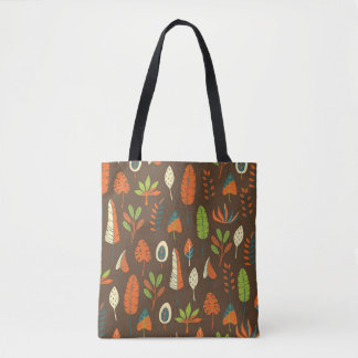 Bolso De Tela Doodle Hand Drawn Tropical Pattern with Leaves on
