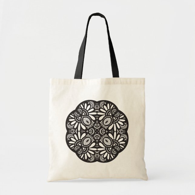 Bolso De Tela Doodle hermoso de la casilla negra de Deco (Frente)
