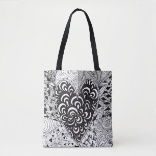 Bolso De Tela Doodle inspirado 2 del corazón