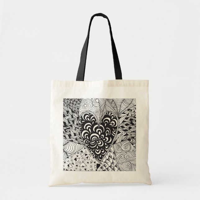 Bolso De Tela Doodle inspirado del corazón (Frente)
