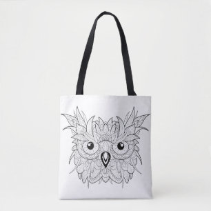 Bolso De Tela Doodle lindo 2 del retrato del búho