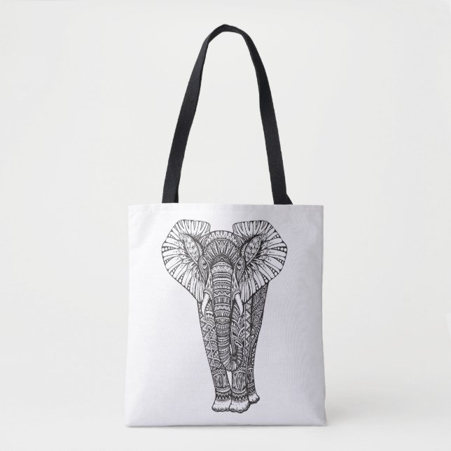 Bolso De Tela Doodle modelado fantasía 2 del elefante (Anverso)