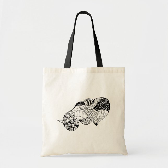 Bolso De Tela Doodle principal de Zenstyle del elefante (Frente)