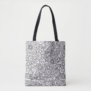 Bolso De Tela Doodle retro floral 2