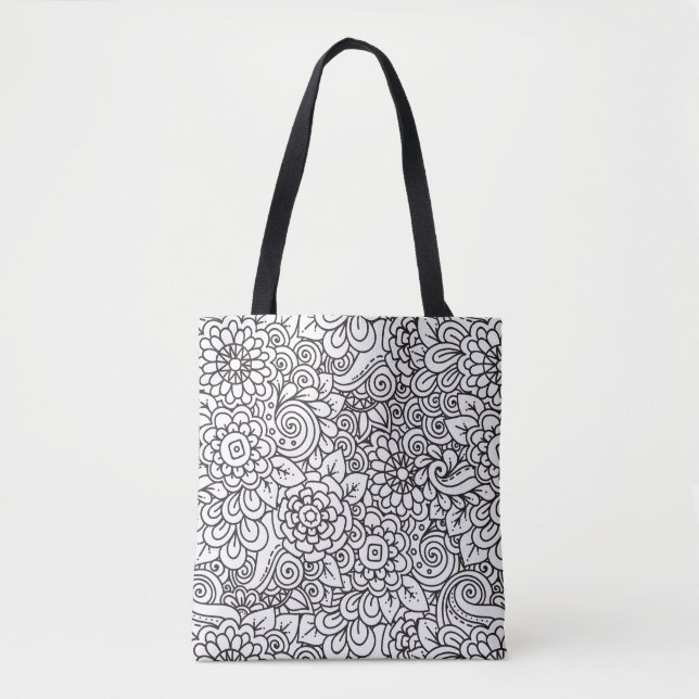 Bolso De Tela Doodle retro floral 2 (Anverso)