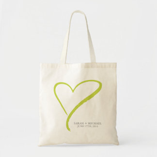 Bolso De Tela Doodle verde del corazón